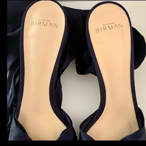 ALEXANDRE BIRMAN Alessa 60 Suede Ankle Wrap Block Sandals Navy Petrol with Gold - Picture 5 of 16